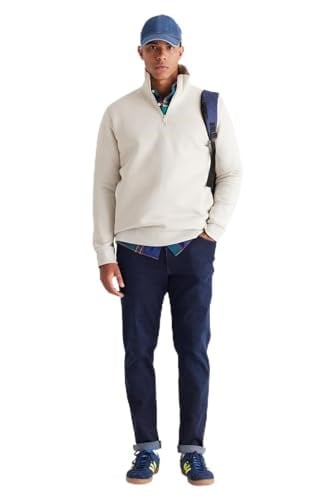 AC&Co / Altınyıldız Classics Standart Fit Normal Kesim İçi Polarlı Bato Yaka Pamuklu Sweatshirt, Renk Bej, Beden M