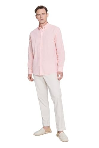 AC&Co/Altınyıldız Classics Comfort Fit Rahat Kesim Düğmeli Yaka Casual Keten Gömlek