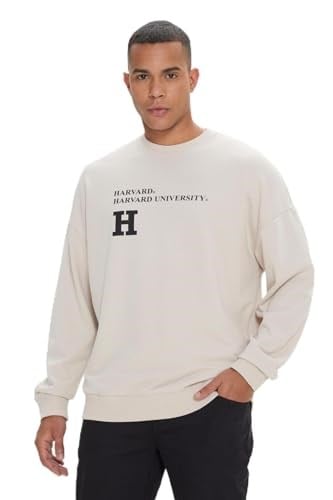 AC&Co/Altınyıldız Classics Oversize Fit Bol Kesim Harvard Lisanslı 3 İplik Pamuklu Bisiklet Yaka Sweatshirt