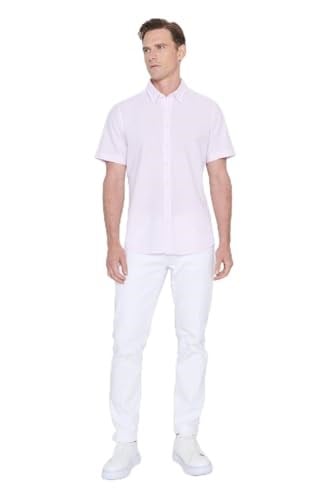 AC&Co/Altınyıldız Classics Slim Fit Dar Kesim Gizli Düğmeli Yaka%100 Pamuk Gofre Desenli Gömlek Regular fit Erkek,Dokuma Yetişkin