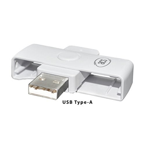 ACS ACR39U-N1 PocketMate II, USB çip kart okuyucu, akıllı kart okuyucu, küçük katlanabilir (beyaz)