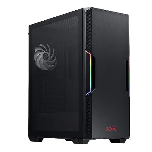 ADATA XPG GÜÇLÜ Orta Boy Bilgisayar Kasası, ATX/Micro ATX, Mini-ITX, Kompakt Boyut, Temperli Cam Yan Panel, I/O USB 3.0 Bağlantı Noktası, Siyah