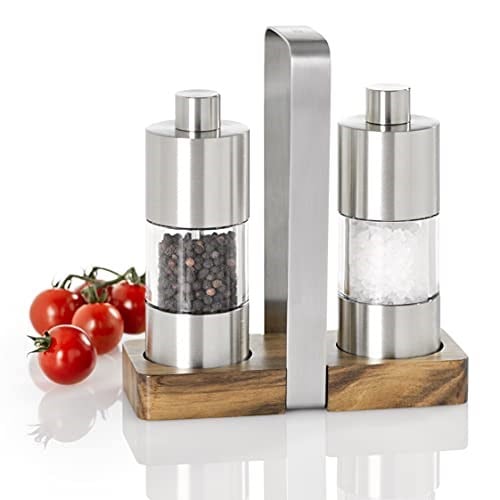 AdHoc ME01 Set Karabiber ve Tuz Değirmeni MENAGE CLASSIC (Baharatsız), Paslanmaz Çelik/Akasya Ağacı/Akrilik