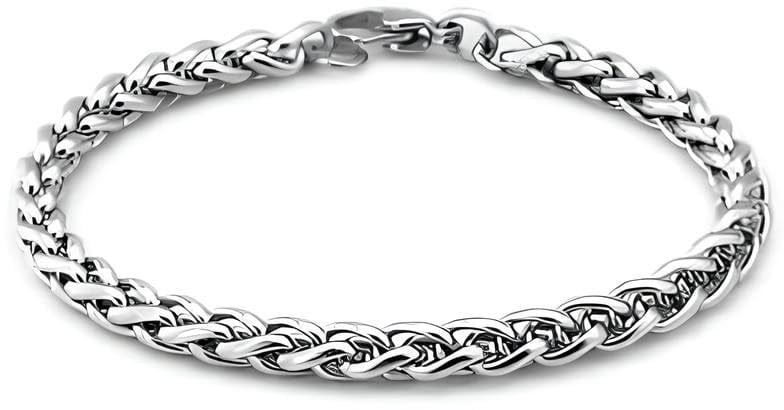 AEE® Erkek Çelik Bileklik Paslanmaz Gümüş Renk İç İçe Geçmeli Burgulu Chavin Angelus Unisex (20 cm-4mm)