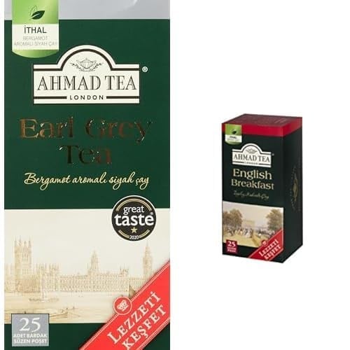 AHMAD TEA EARL GREY BARDAK POŞET ÇAY 25'Lİ ve Ahmad Tea English Breakfast Bardak Poşet Çay (25'li)