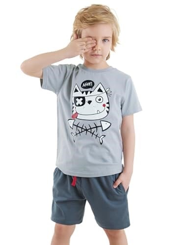 Ahoy Kedi Erkek Çocuk T-shirt Şort Takım