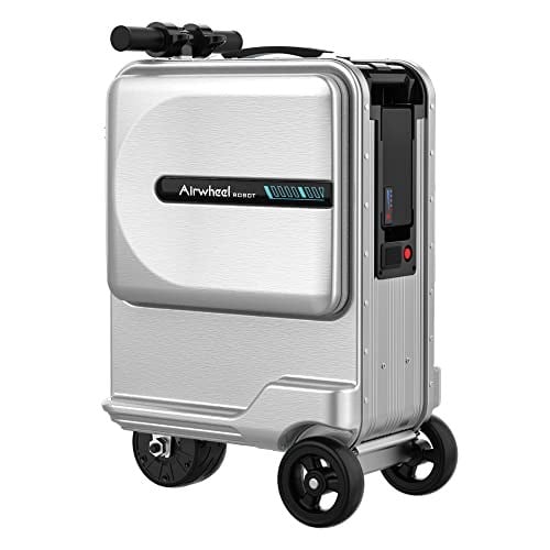 Airwheel SE3miniT 20 İnç Elektrikli Bavullarda Sürme Bagaj Scooterları Akıllı Bagajda Taşımak, Gümüş, 15.16 x 9.84 x 22.64 inches, Bavul