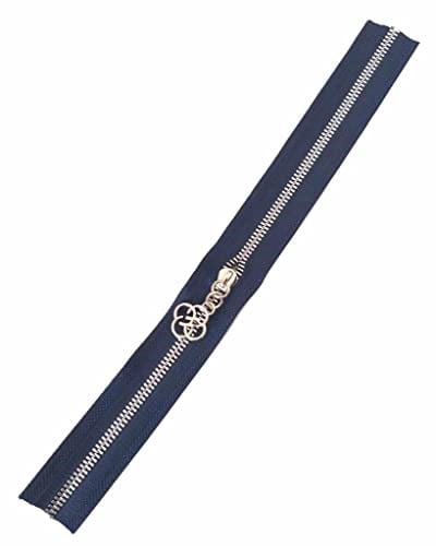 Aksesuar Başlıklı Fermuar 30 Cm Gümüş Metal Lacivert