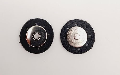 Aksesuar Siyah Suni Derili Mıknatıslı Çıtçıt Gümüş Metalli