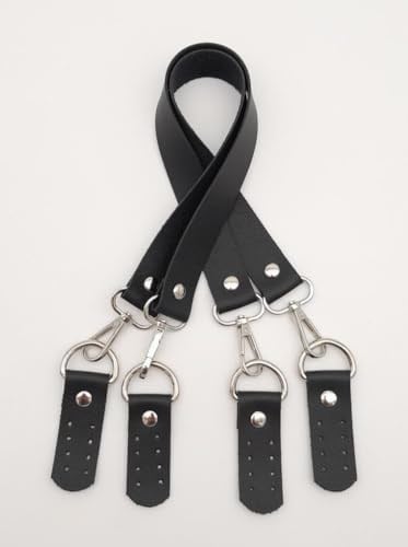 Aksesuar Suni Deri 55 Cm Misu Model Çift Sap Siyah Renk Gümüş Metal