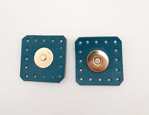 Aksesuar Turkuaz Gerçek Derili Kare Mıknatıslı Çıtçıt Light Gold Metalli