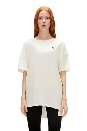 Aliana Oversize T-Shirt Marshmallow Beyaz Basic Kadın Tişört
