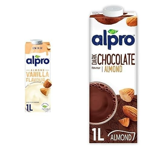 Alpro Badem Vanilya Bitki Bazlı İçecek 1L ve Alpro Badem Bitter Çikolata İçeceği 1L