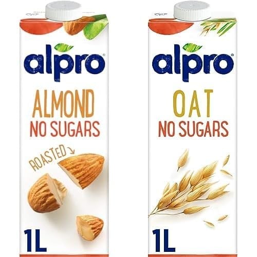 Alpro şekersiz bitkisel içecek seti (Badem ve yulaf, 2 x 1 L)