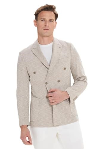ALTINYILDIZ CLASSICS Slim Fit Dar Kesim Kırlangıç Yaka Pamuklu Desenli Blazer Ceket