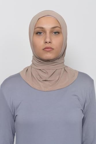Altobeh Çıtçıtlı Hazır Eşarp Hijap Koyu Bej, Standart, A51-36, Koyu Bej, Kadın
