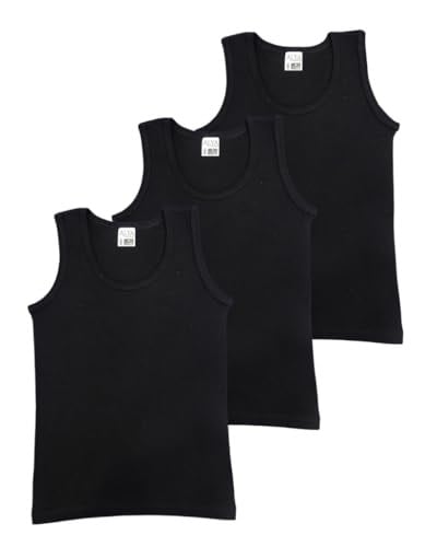 ALYA UNDERWEAR Erkek Çocuk, Pamuklu Ribana Kumaş Atlet, Oval Yaka 3'lü Paket - Seçenekler: 13-14 Yıl, 11-12 Yıl, 9-10 Yıl, 7-8 Yıl, 5-6 Yıl, 3-4 Yıl