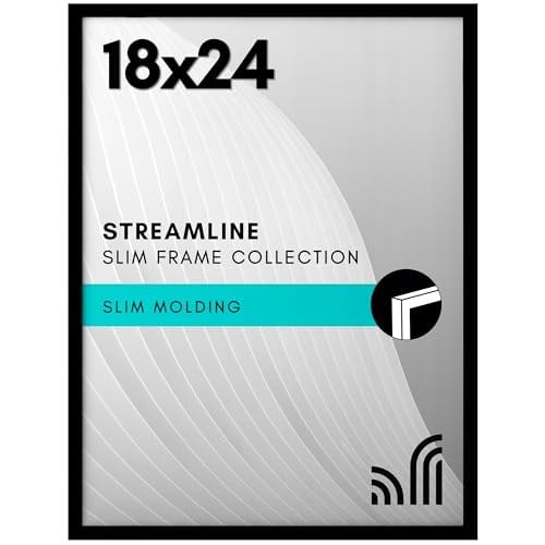 Americanflat 18x24 Parlak Pleksiglaslı Siyah Poster Çerçevesi - İnce Kenarlık 45 x 60 cm Duvar için Büyük Resim Çerçevesi, Yatay v - Seçenekler: 1 Pack, 1 US Big, 1 paket, Düz, Frame, Modern, Solid...