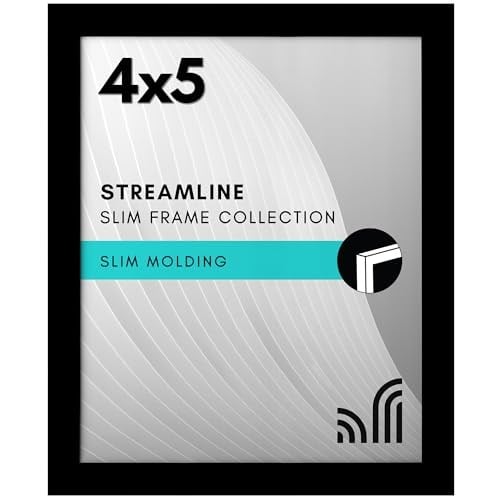 Americanflat Siyah 4x5 Resim Çerçevesi - Kırılmaya Dayanıklı Camlı İnce Kenarlıklı Fotoğraf Çerçevesi, Asma Donanımı ve Duvar veya - Seçenekler: 4x5, 10x14, 10x20, 16x22, 17x21, 18x20, 21x28, 25x25...