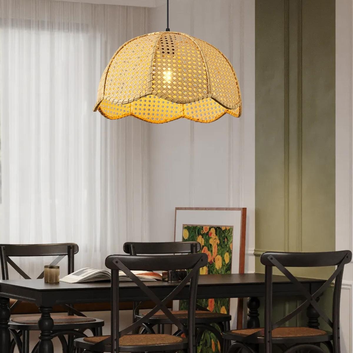 Apliqa Alvise Tekli Hazeran Model Rattan Modern Tasarım Oturma Odası Avize