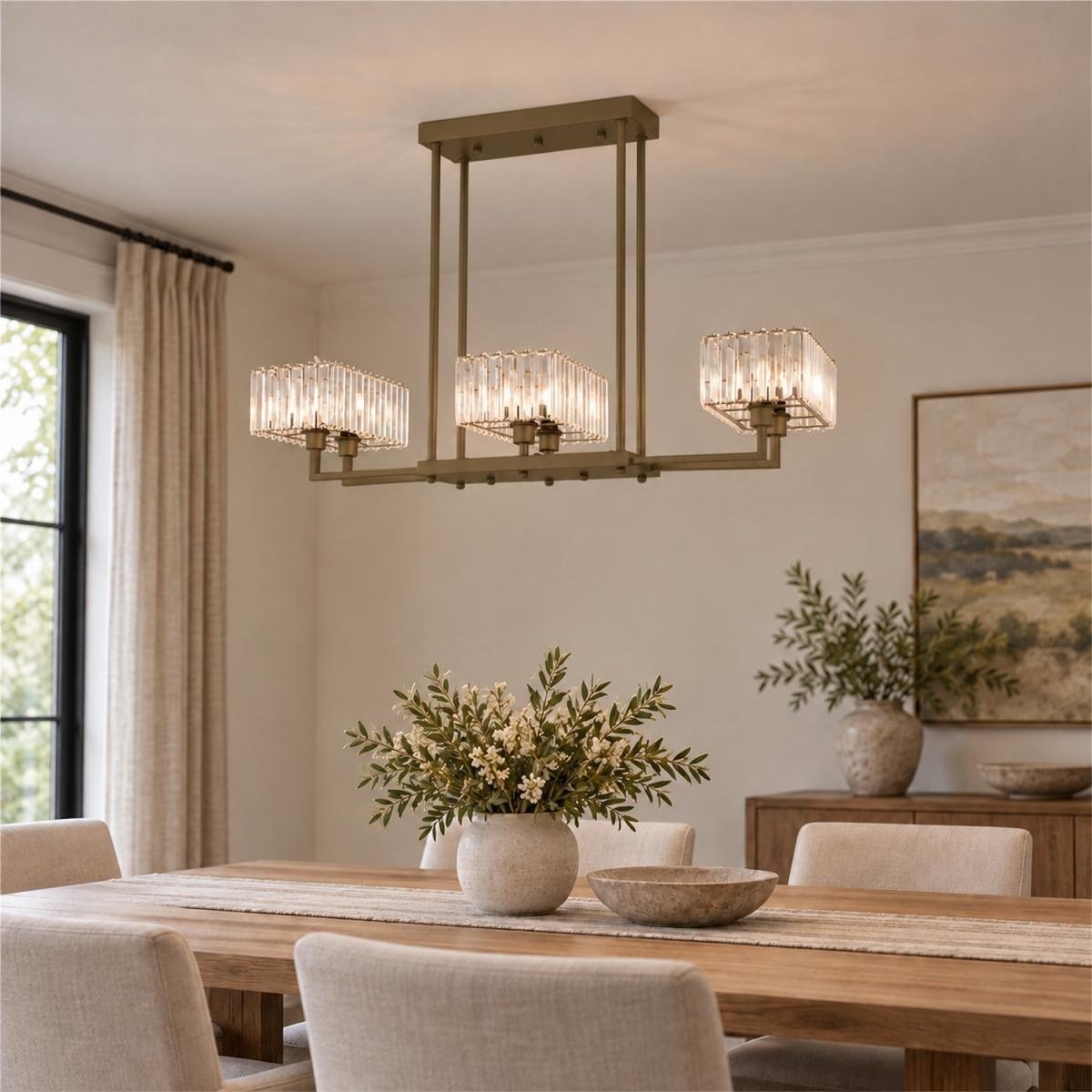 Apliqa Brambles 6'lı Eskitme Kristalli Taşlı Modern Tasarım Kristal Salon Avize