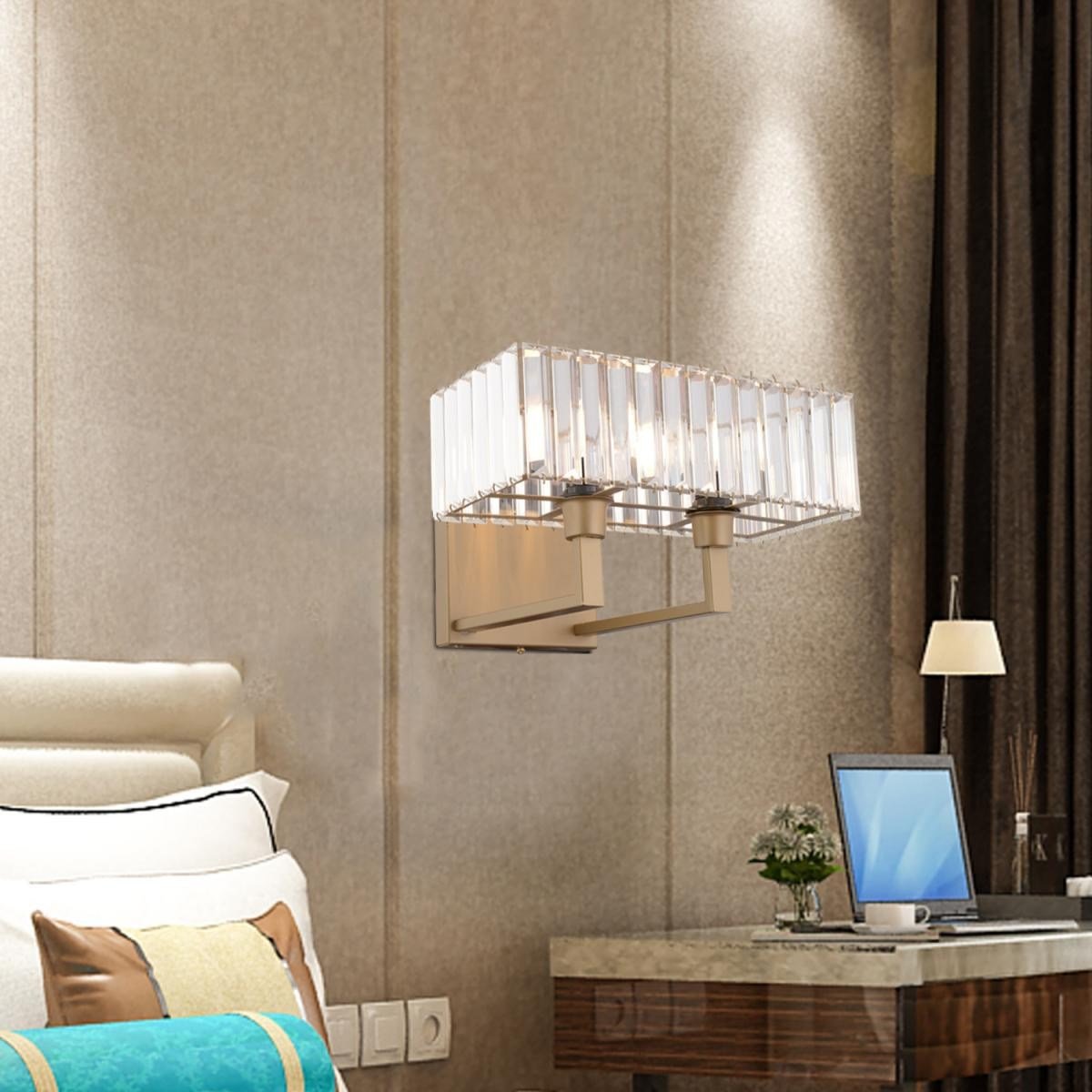 Apliqa Brambles Eskitme Kristal Taşlı Duvar Lambası Yatak Odası-yatak Başı-salon Için Aplik