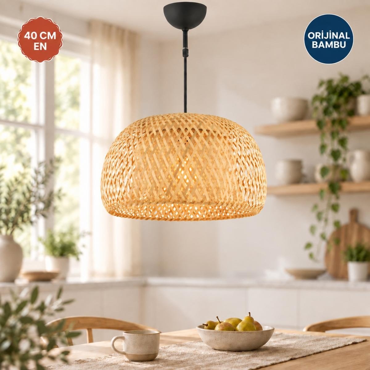 Apliqa Briella Tekli Rattan Modern Tasarım Oturma Odası Avize