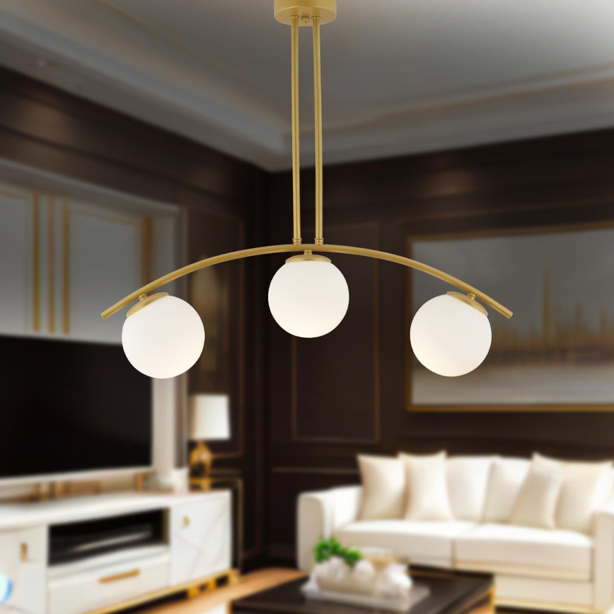 Apliqa Fralde 3 Lü Gold Modern Mutfak Cafe Restoran Için Uygun Retro Salon Avize
