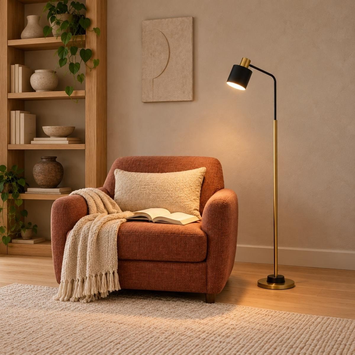 Apliqa Gerodi Siyah Retro Başlıklı Modern Dekoratif Köşe Lambader