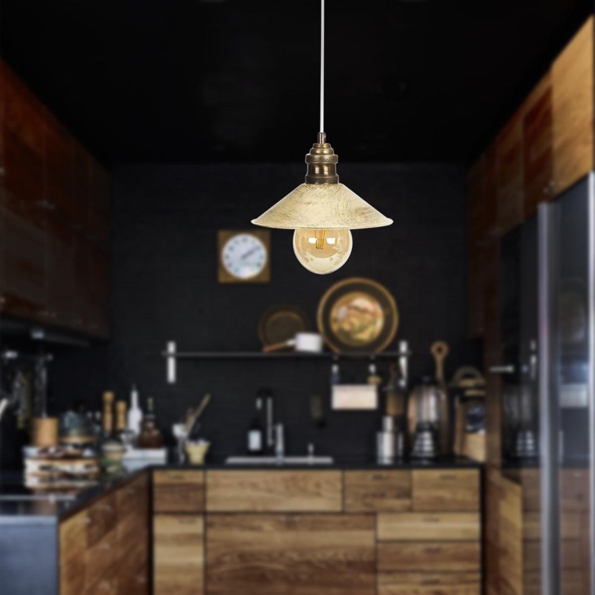 Apliqa Gönen Tekli Beyaz Patinalı Modern Retro Sarkıt Mutfak Salon Avize