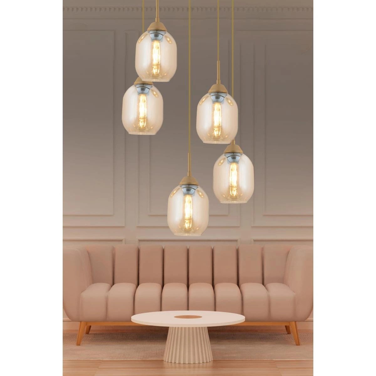 Apliqa Hierro 5 Li Yuvarlak Eskitme Modern Salon Avize