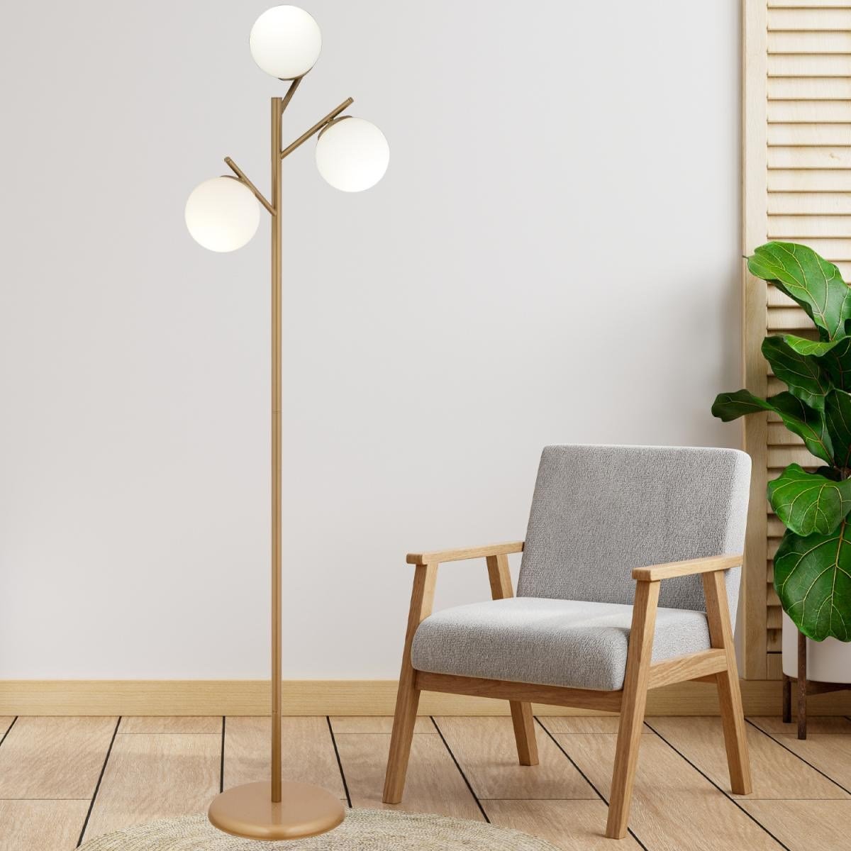 Apliqa Renji 3lü Eskitme Boyalı Beyaz Camlı Modern Tasarım Metal Lambader