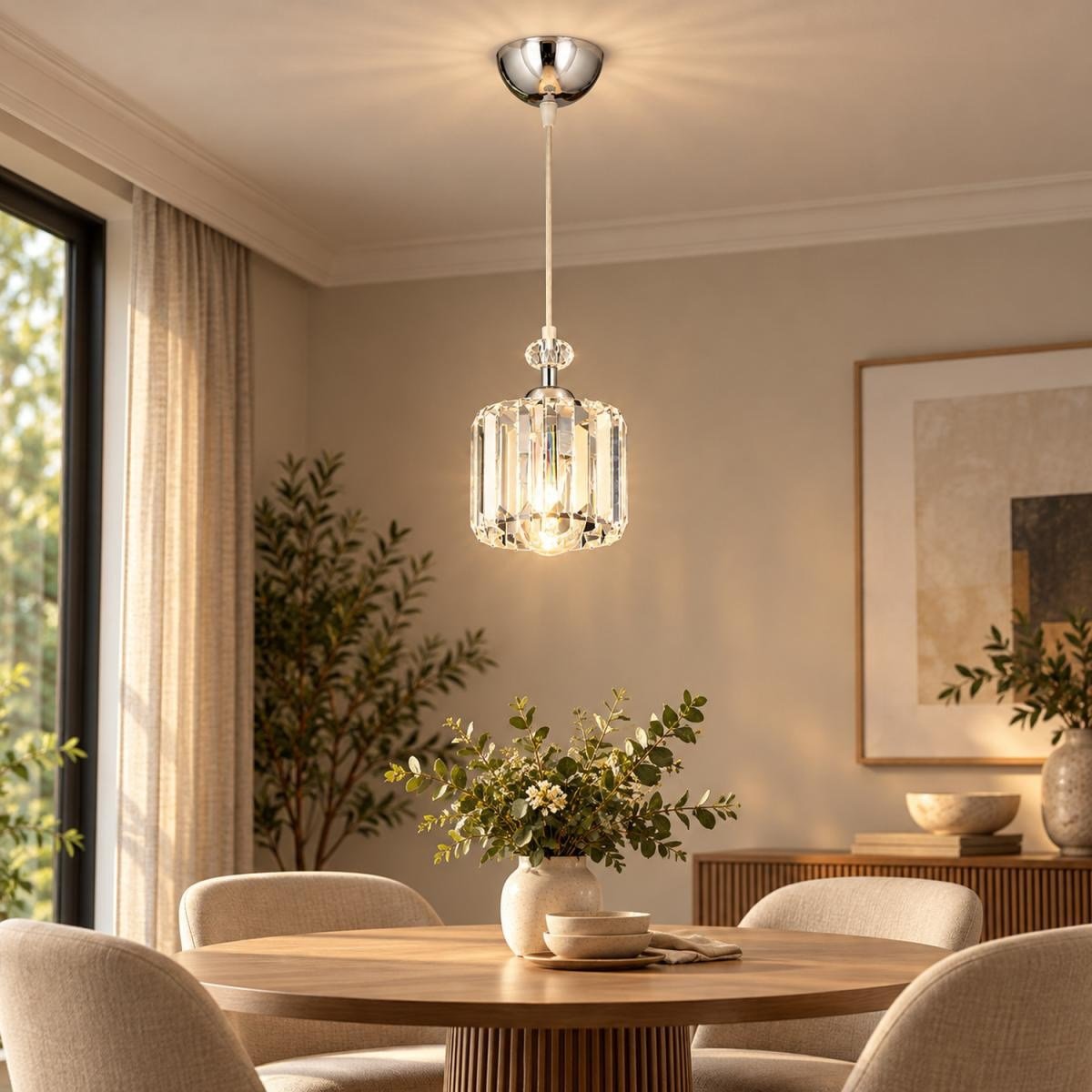 Apliqa Saka Tekli Krom 2'li Kristalli Modern Yatak Odası Salon Kristal Avize Seti