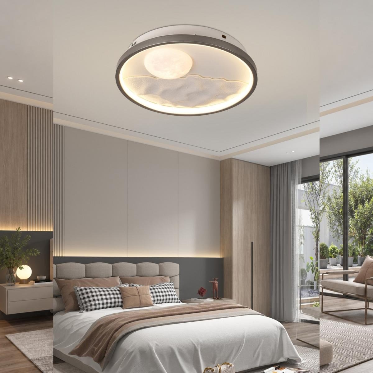 Apliqa Skala 30'luk Ay Figürlü Yuvarlak 48 Watt Plafonyer Led Avize