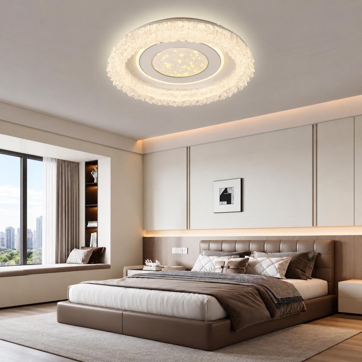 Apliqa Solena 50'lik Yuvarlak Ledli 140 Watt Plafonyer 3 Renkli Avize