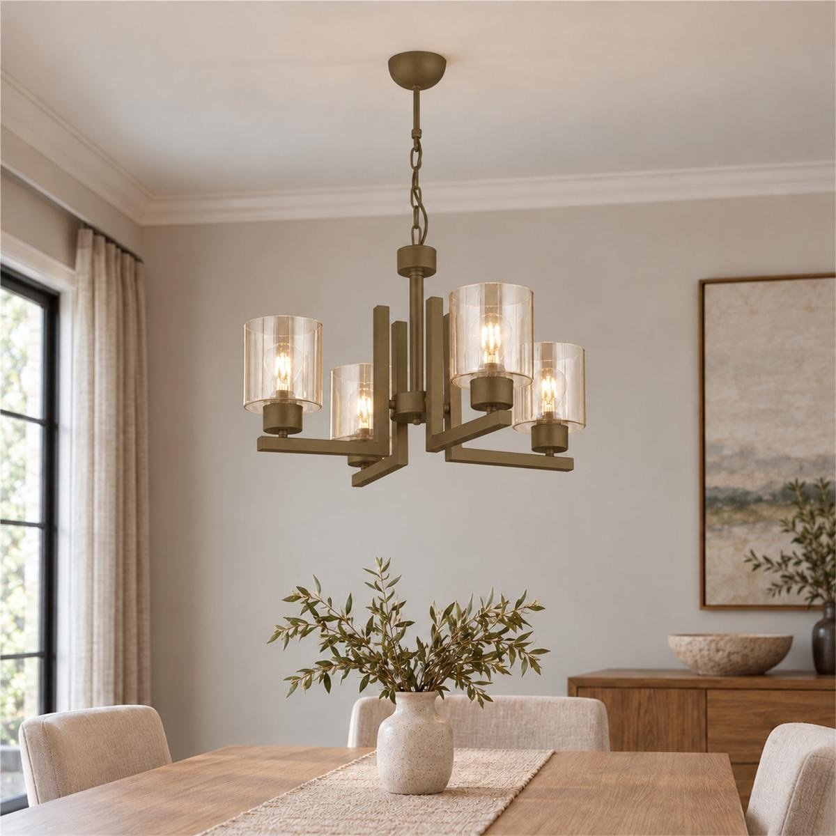 Apliqa Tasse 4 Lü Eskitme Boyalı Avize Bal Camlı Modern Genç Odası Yatak Odası Salon Avize