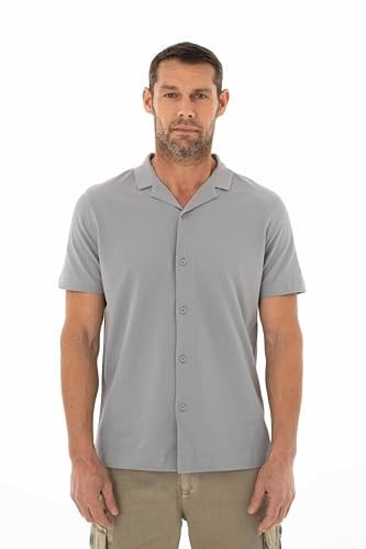 Ar-ma Erkek Polo Yaka Kısa Kollu Gömlek Regular Fit%100 Pamuk Penye Pike Düğme Kapamalı Cepsiz Y25374351101 Gri-G2