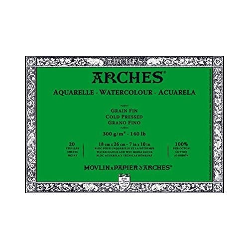 Arches 1795058 bloklu sulu boya kağıdı (18 x 26 cm, 4 tarafı yapıştırılmış, 300 g/m² ince tanecikli) 20 yaprak doğal beyaz