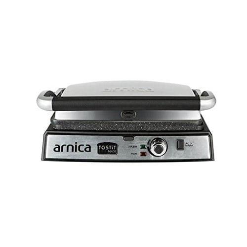 Arnica Tostit Maxi İnox Granit Izgaralı Tost Makinesi, 2000 W, Paslanmaz Çelik, Aynı Anda 6 Tost, Gri