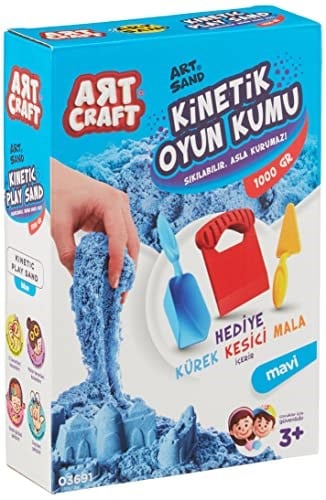 Art Craft 03691 Aksesuarlı Kinetik Oyun Kumu, Mavi, 1000 gr