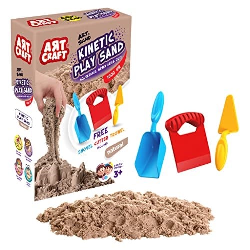 Art Craft 3690 Aksesuarlı Naturel Kinetik Oyun Kumu, 3+ yaş, 1000 gr, Kahverengi