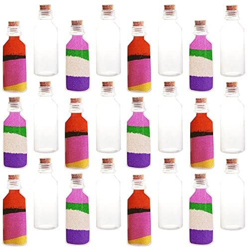 ArtCreativityTM Mantarlı Plastik Kum Sanatı Şişeleri - Kum Sanatı için 24-2 Oz Şeffaf Konteyner Paketi, Şişede Mesaj, Düğün Davetiyeleri, Çocuklar için Eğlenceli Sanat ve El Sanatları Malzemeleri - Ku