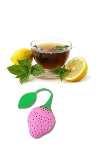 ARVALE Çay Süzgeci Silikon Çilek Şekilli Bitki Çayı Demleme Aparatı
