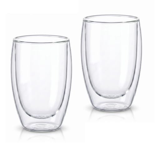 ARVALE Çift Cidarlı Cam Kupa Ev Ofis Fincanı Isı Yalıtımlı Kulplu Cam Bardak (2 Adet 500 ml) - Seçenekler: 2 Adet Main 250 ml, 2 count Helsinki 250 ml...