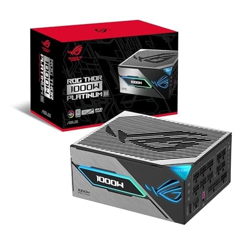 ASUS ROG THOR 1000W PLATINUM III PSU (80 PLUS PLATINUM SERTİFİKALI, ATX 3.1, GaN MOSFET, AKILLI VOLTAJ DÜZENLEYİCİ, MANYETİK OLED EKRAN, 10 YIL GARANTİ)