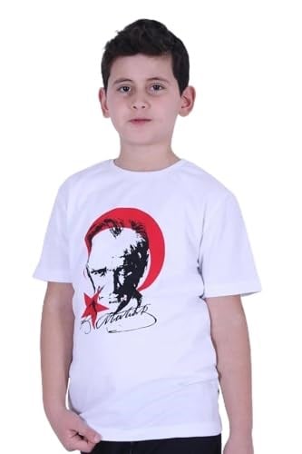 Atatürk Baskılı Atatürk Imzalı Unisex Çocuk T-shırt