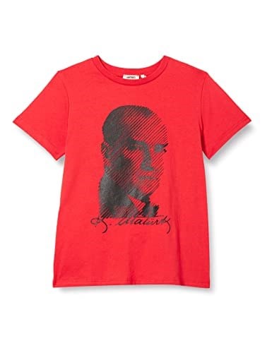 Atatürk Baskılı Tişört Kısa Kollu Bisiklet Yaka Pamuklu