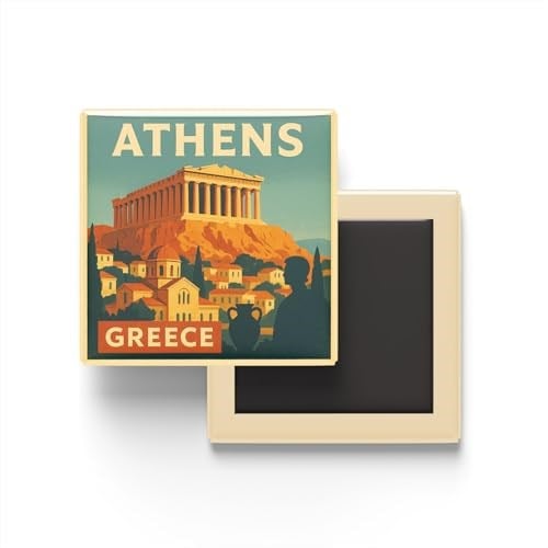 Atina Yunanistan - Parthenon - Baskılı Buzdolap Magneti Kare 9x9 cm