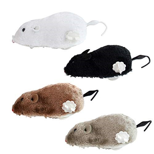 AUEAR, 4 paket rüzgar Up fare yarış Mini atlama sıçan peluş fareler gerçekçi görünümlü Pet Twirling kuyruk ile