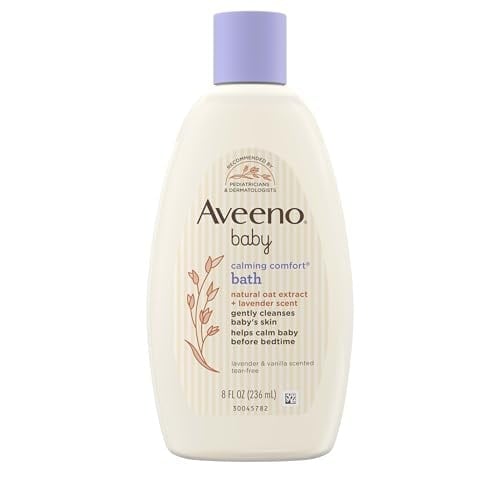 Aveeno Baby Bebek Sakin Rahat Banyo & Yıkama Rahatlatıcı Lavanta & Vanilya Kokusu ve Doğal Yulaf Özü, Hipoalerjenik ve Yırtılmaz Formül, Paraben-, Ftalat ve Sabunsuz, 8 ml
